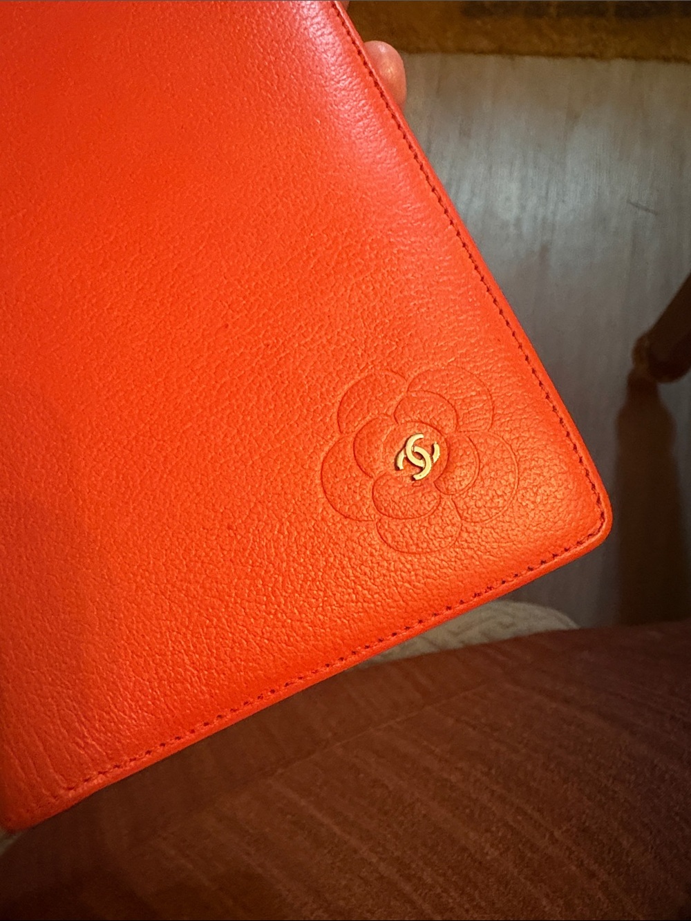 CHANEL Coral Embossed Soft Leather Long Wallet with Camellia Detail - Picture 2 of 9